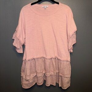 White Birch Tiered Peplum Short Sleeve Top